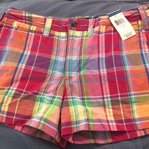 NWT Polo Ralph Lauren Womens plaid shorts. Size 8, runs small. Colton/linen